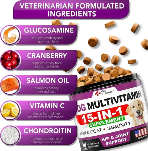 (2 Pack) Dog Multivitamin Chewable with Glucosamine Dog Vitamins
